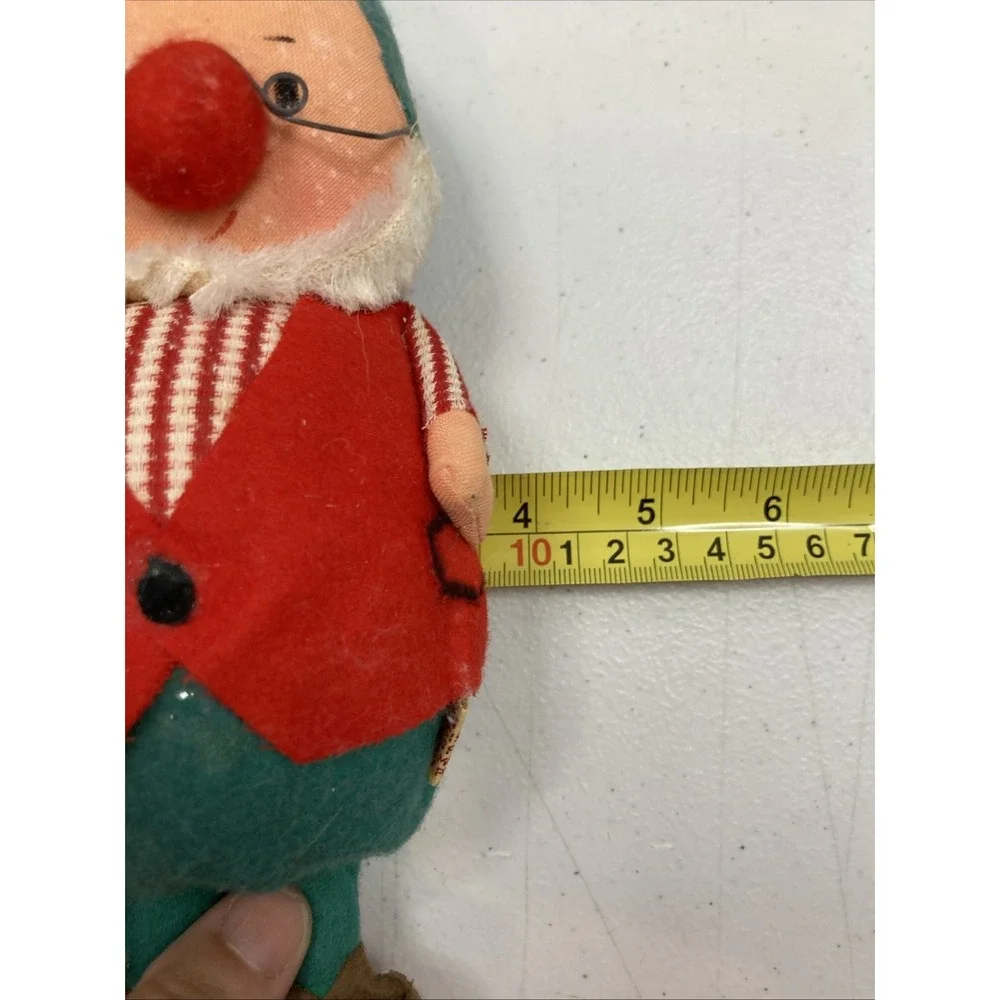 Two Vtg MCM 1950s Fun Farm Elf Ornament Felt‎ Material & Dog Elf Japan Christmas